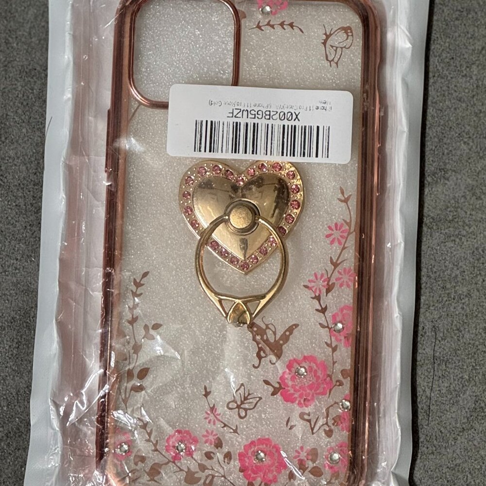 Elegant Pink Floral & Gold Butterfly iPhone 11 Case - New in Packaging